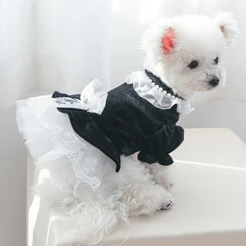Suns Kāzu Kleitu Pavasarī Ziemas Mājdzīvnieku Apģērbu Jorki Pomerānijas Shih Tzu Maltas Pūdelis Bichon Suņa Kucēns Puse Tērpu Apģērbs