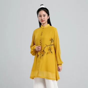 Tai Chi, Apģērbi Sievietēm, Ušu Drēbes Kung Fu Konkurences Drēbes, Cīņas Mākslas Vienotu Rieva Brīvu Roku, Krāsotas 2022 Dzeltena