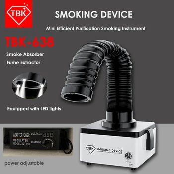 TBK-638 Mini Efektīvu Attīrīšanas Smēķēšanas Instruments Solder dzelzs Dūmu Absorbētājs ESD Tvaiku Nosūcējs Ar LED Gaismas 110V/220V