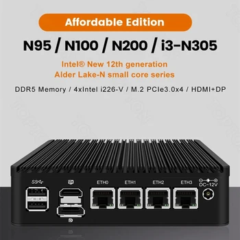 Topton 4xi226-V 2.5 G Firewall Router X2C Pieejamu Izdevums 12. Gen Intel i3 N305 N100 DDR5 2*PCIE Proxmox Uzņēmēja Fanless Mini PC