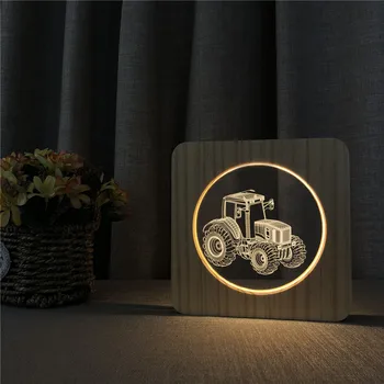 Traktoru, Auto 3D LED Arylic Koka Nakts Lampas Galda Gaismas Slēdzi Kontroles Griešanai Lampas Bērnu Istabas Rotā Dzimšanas dienas Dāvana