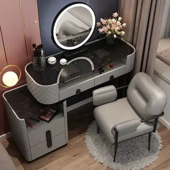 Tualetes Galda Moderna Kumode Tabula LED Mirros Sadzīves Guļamistaba, tualetes galdiņš Blīvums Valdes Grima galdiņš Ar Spoguli Mēbeles