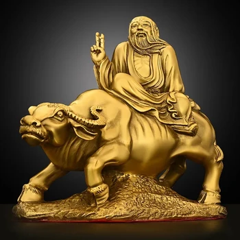 Tīra Vara Bronzas Statuja Laozi Izjādes Bull Raksturs Statuja no Muitas Apdares Mājās Amatniecības Skulptūras