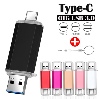 UBS 3.0 c tipa USB Flash Drive 64GB Pen Drive 3 in 1 C Tipa USB Stick 3.0 Flash Drive 16GB 32GB 128GB Pendrive 256 GB