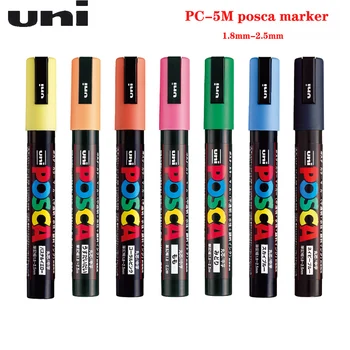 UNI PC-5M POP POSCA Marķieri 1.8-2.5 mm Grafiti Plakātu Marķieri Raksturs Spilgti Krāsains Ūdens bāzes Marķieri Marķieri Krāsu Pildspalva