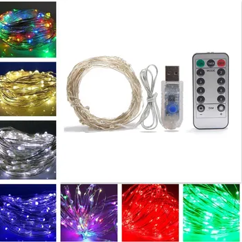 USB 5V LED Silti Balta String Ūdensizturīgs 10M 100LED Pasaku Ziemassvētku Skaida Vadu Puse Kāzas, Atpūta Ar Remo