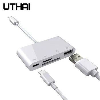 UTHAI C05 Tipa C Vairāku Adapteris PD uzlādes USB pieslēgvieta SD TF CF Karšu Lasītājs, kas ļauj Macbook Klēpjdatoru iPad pro HUAWEI Xiaomi