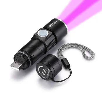 UV Lampa USB Lādējamu 3 Režīmu 395nm Ultravioleto Mini UV LED Lukturīti, Luminiscences Jade Naudas Detektori UV Konservēšanas Gaismas UV LED