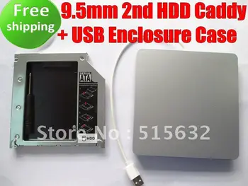 Vairumtirdzniecības 9.5 mm 2nd HDD disku Caddy par Macbook Pro Unibody + USB Kamerā Gadījumā Superdrive