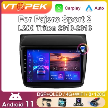 Vtopek 2 Din Android 11 Automašīnas Radio Mitsubishi Pajero Sport L200 Triton 2008. - 2016. Gadam, Multimediju Atskaņotājs, Carplay Stereo DVD GPS