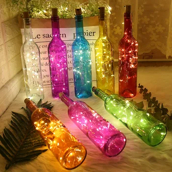 Vīna Pudele Lampas Bārs LED String Lampas Kāzu Dekorēšana Dārza Pasaku Lampas, Ziemassvētku Gaismas Pusi, Vara Stieples Gaismas Āra 6pcs