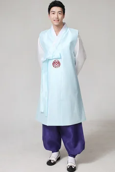 Vīrieši Hanbok Moderns un Vienkāršs Jaunu Vīriešu Kāzu Hanbok Līgavainis Hanbok Korejas Importēto Audumu