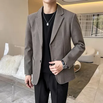 Vīriešu augstas kvalitātes vilnas sabiezējumu uzvalks jaka, biznesa birojs vīriešu jaka, augstas kvalitātes tekstūra 2023 jaunu stilu