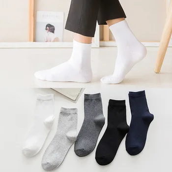Vīriešu Zeķes, Kokvilnas tīrtoņa Krāsu Gadījuma Caurules biezas Zeķes Ziemas Vīriešu Zeķes calcetines sokken Off White Melnas zeķes meias skarpetki