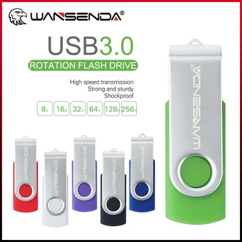 WANSENDA D303 USB Flash Drive USB Stick 3.0 128GB Pildspalvu Diska 256 GB 64GB, 32GB 16GB Pendrive 8GB Rotējošo USB Memory Stick