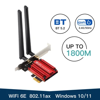 Wifi 6 E Adapteris 1800Mbps Bezvadu Tīkla Karte, Bluetooth 5.2 PCI Express Wi-fi 2.4 G/5.G/6GHz Windows 10/11 Desktop PC