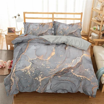 WOSTAR Marmora gultas komplekts king size sega sedz, iestatiet 3d izdrukāt mājās guļamistabā, divguļamā gulta, gultasveļa luksusa mājas tekstila sega vāciņu