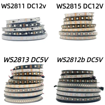 WS2812B WS2811 WS2815 WS2813 Pikseļu Smart 5050 RGB LED Strip Gaismas WS2812 Individuāli Adresējama 30/60/144Leds/M Lentes DC5V/12V