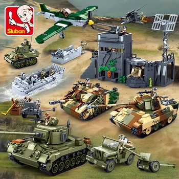 WW2 Militāro Bloku Kaujas Armijas Sauszemes Spēku Normandijas Izkraušanas Kampaņas Kaujas Tvertne Izglītības Ķieģeļi Rotaļlieta Puika Dāvanu