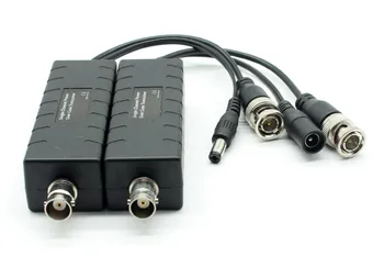 x2pcs viens pāris vienā kanālā varu pār pierunāt raiduztvērēju BNC video DC strāvas adapteri pārraide uz 400m