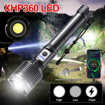 XHP360 Led Lukturīti 18650 Uzlādējams Lāpu Usb Spēcīgs Taktisko Flash Gaismas Zoomable Medību Laternu Ūdensizturīgs Puses Lampas