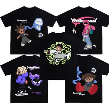 Y2K Hip Hop Vēstuli Iespiests T Krekls Karikatūra Izdrukāt Lielgabarīta Topi Jauns Harajuku Fashion Gadījuma Visas Spēles Zaudēt Topi Streetwear