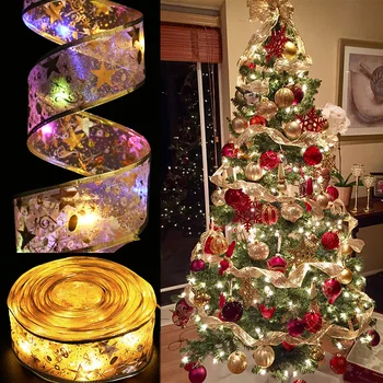 Ziemassvētku Apdare, LED Lentes Gaismas Eglīšu Rotājumi DIY Mežģīnes, Bantītes Stīgu Gaismas Navidad Mājas Apdare Jauno Gadu 2023