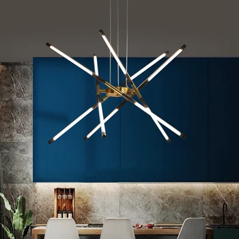 Ziemeļvalstu sputnik LED lustras postmodernisma lampas Iekštelpu Dzīves Ēdamistaba Guļamistaba Mājas Melnā Zelta apdari Villa liela lustra