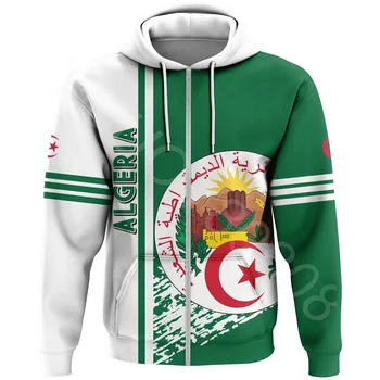 Āfrikas Reģionā Vīriešu Jaunu Apģērbu, sporta Krekls 3D Drukāšanas Gadījuma Sporta Alžīrijas Ceturkšņa Stila Džemperis pelēkā vārna