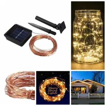 Āra 22M LED Solārās Lampas String Pasaku Gaismas 8 Režīmi Flash Vainags Ūdensizturīgs Ziemassvētku Dārza Ielas Mājas Rotājumi