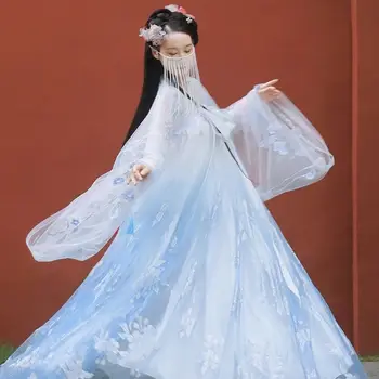 Ķīniešu Tradicionālā Princese Hanfu Kleita Sievietēm gudrs Mežģīnes, Izšuvumi Cosplay Pasaku Seno Apģērbu Dāma Vintage Deju Grupa Dres